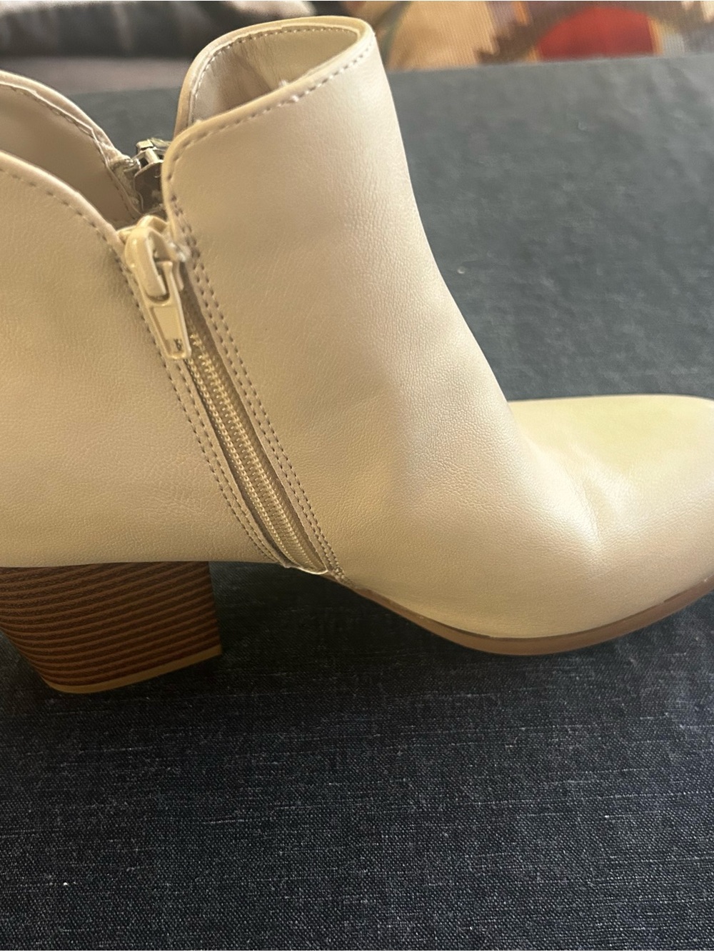 Cream Women's Style & Co Ankle Bootie with Stacked Heel